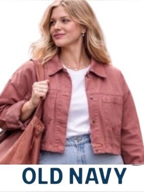 3X Old Navy Canvas Crop Utility Jacket in Warm Rosy Taupe, New With Tags